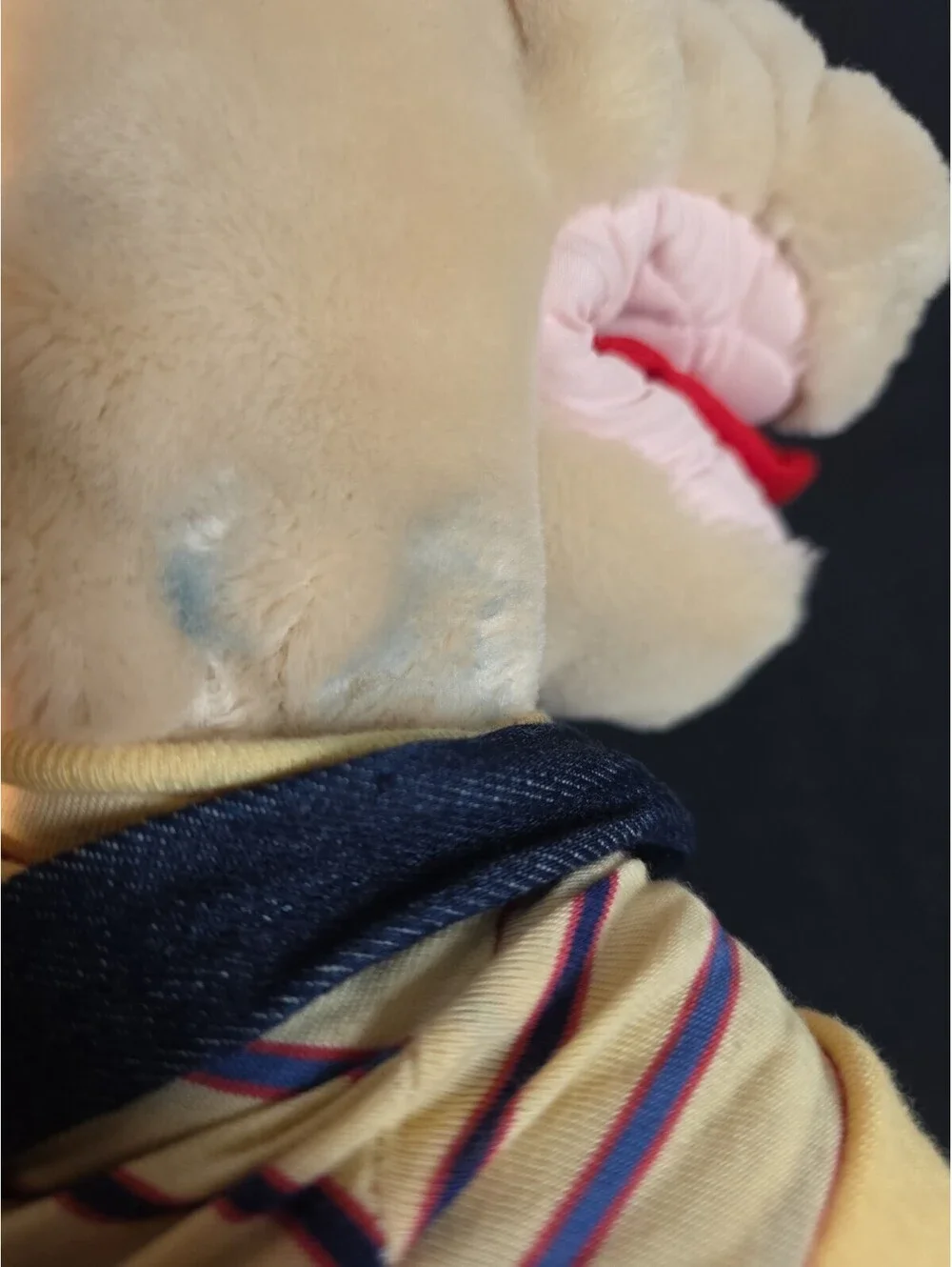 Ganz Bros Wrinkles Dog Hand Puppet Plush Denim Overall 1981 Vintage